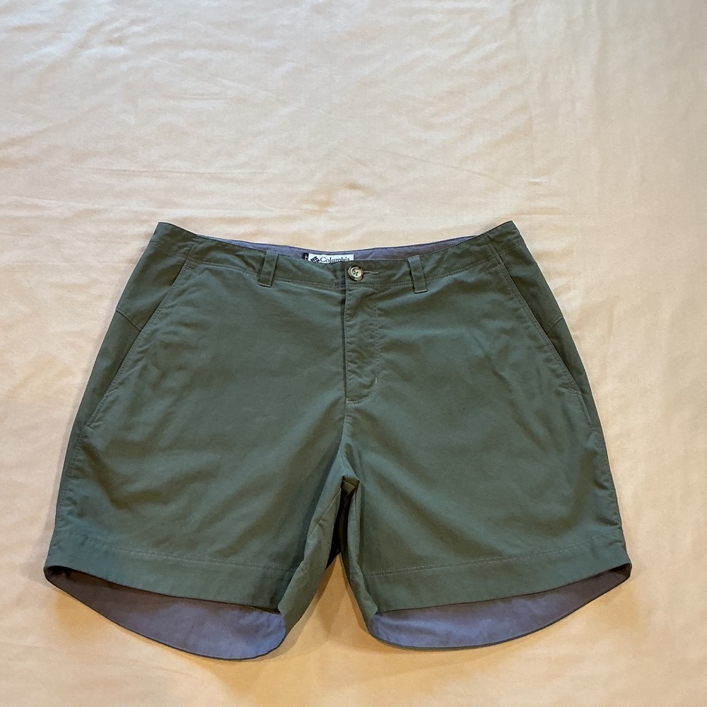 Columbia GRT Womens Olive Green Hiking Shorts TL4084 Size 12 5 Inch Inseam